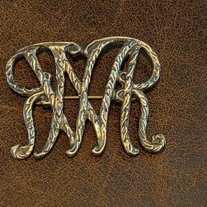 Vintage Sterling Silver Monogram Brooch – "MWR" / "RWR" – 19.83g